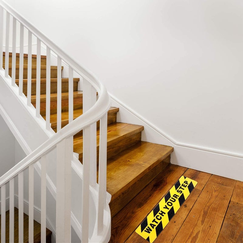 ARS Safety Warning Floor Stickers, Watch Your Step Caution Tape, Yellow Black Stripes, Adhesive Anti-Slip, 6x24 Inches, 4 Pack - Image 4