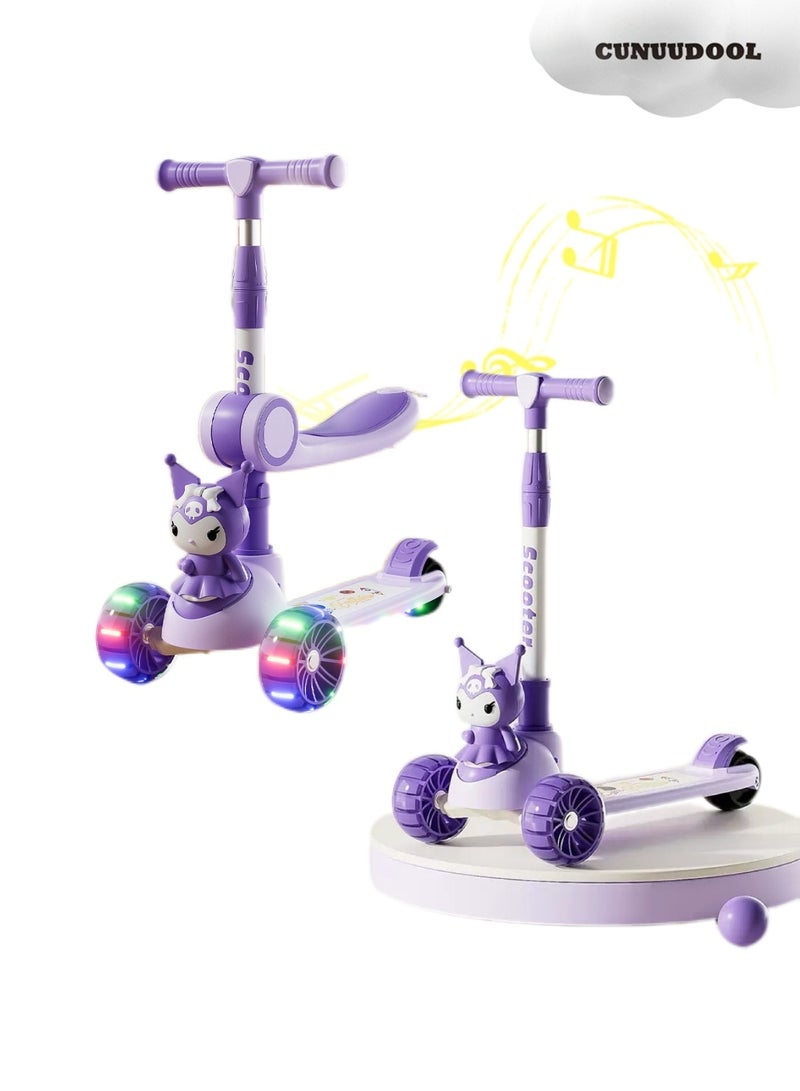 CUNUUDOOL Scooter for Kids Ages 3-12, Kids Kick Scooters with Led Light Up Wheels and 3 Levels Adjustable Handlebar, Lightweight Foldable 2 Wheel Girly Pink Scooter, Birthday Gifts for Girls Boys.Purple.  - Image 1