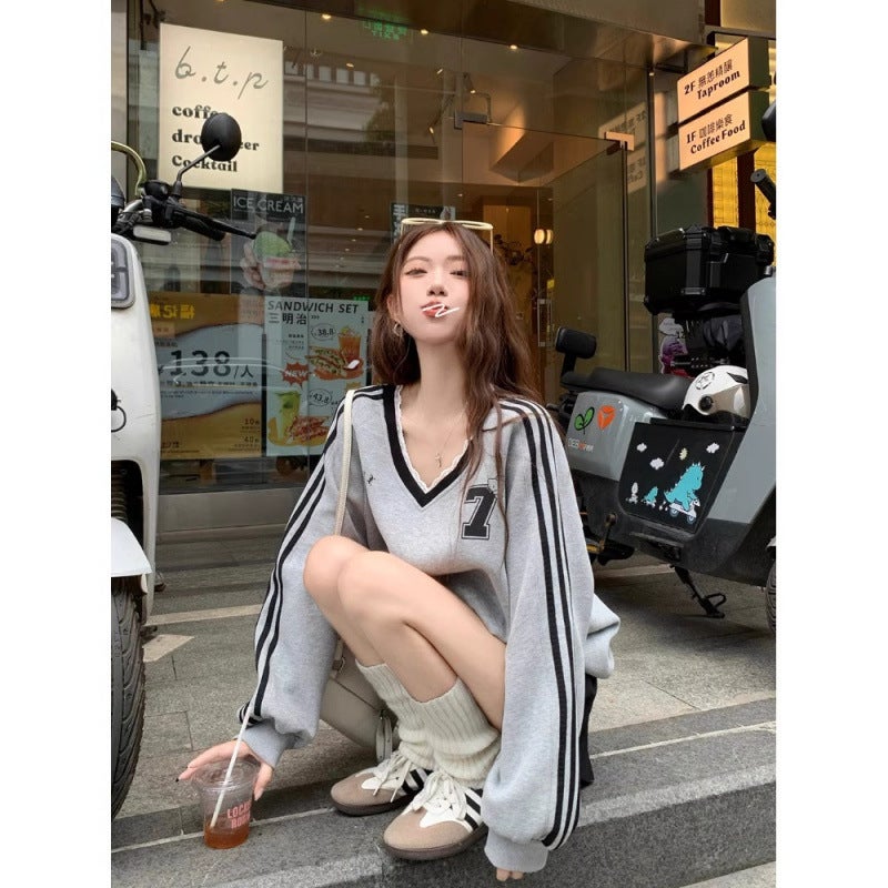 Womens Faux Cotton Composite Thickened Velvet Hoodie Autumn Winter Warm V-Neck with Lace Design Pink