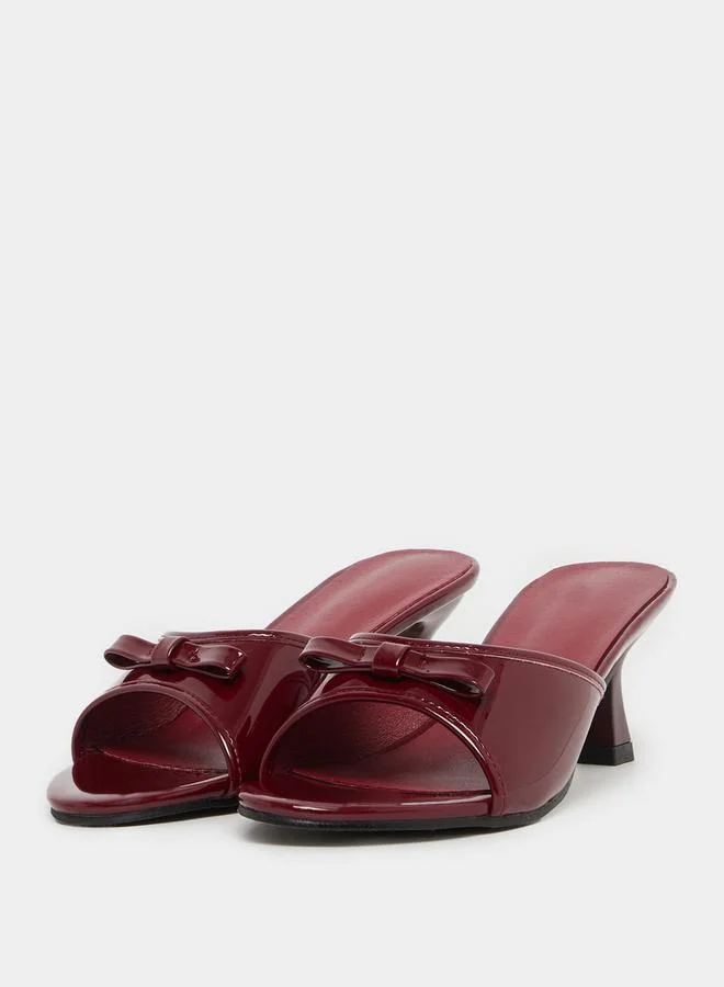 Take Two Bow Accent Kitten Heel Sandals by Styli