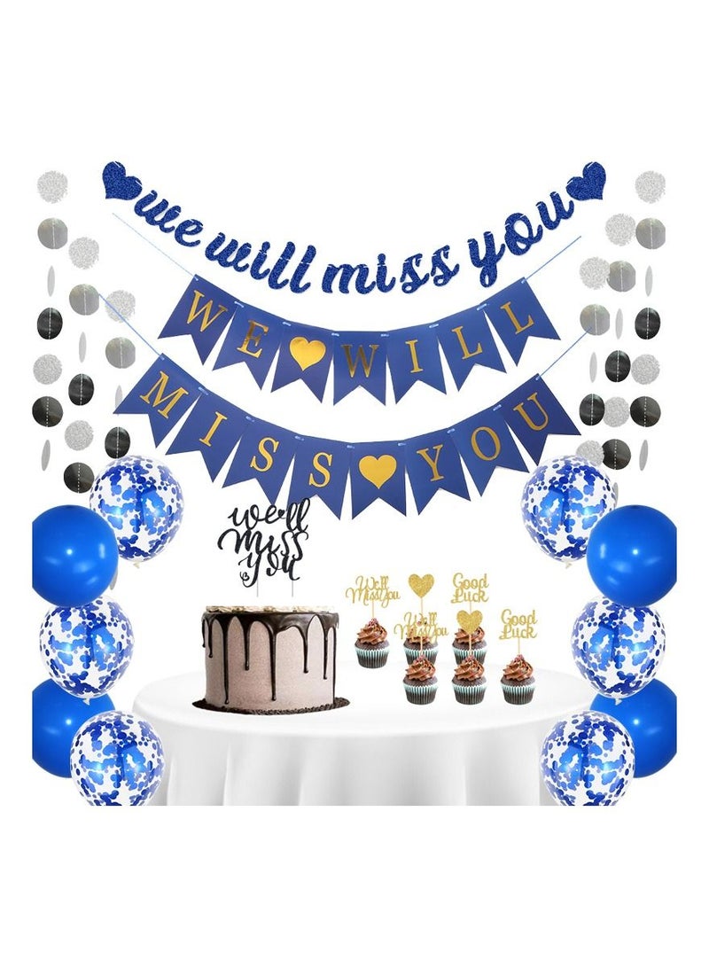 Farewell Party Decorations Blue and White - Image 1