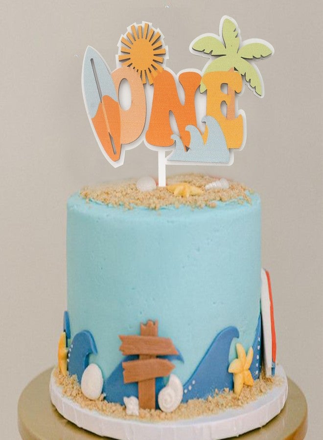 BOOMPA غطاء كعكة عيد ميلاد أول على شكل أمواج - غطاء كعكة لحفلة الشاطئ، غطاء كعكة على شكل أمواج، غطاء كعكة خشبي لعيد الميلاد الأول، دعامات صور كعكة محطمة - Image 5