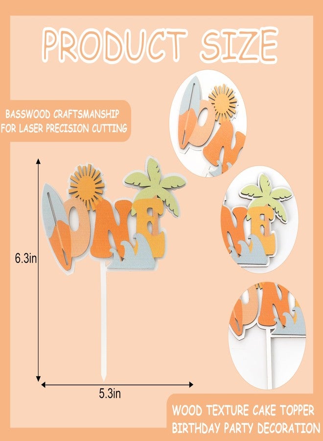 BOOMPA غطاء كعكة عيد ميلاد أول على شكل أمواج - غطاء كعكة لحفلة الشاطئ، غطاء كعكة على شكل أمواج، غطاء كعكة خشبي لعيد الميلاد الأول، دعامات صور كعكة محطمة - Image 2