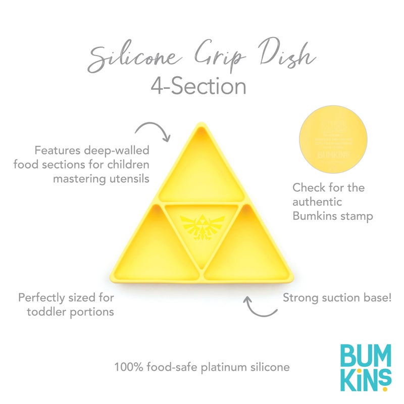 Bumkins Toddler and Baby Suction Plate, Silicone Grip Dish, Babies and Kids, Baby Led Weaning, Children Feeding Supplies, Non Skid Sticky Bottom, Platinum Silicone, Ages 6 Months Up, Nintendo Zelda - Image 5