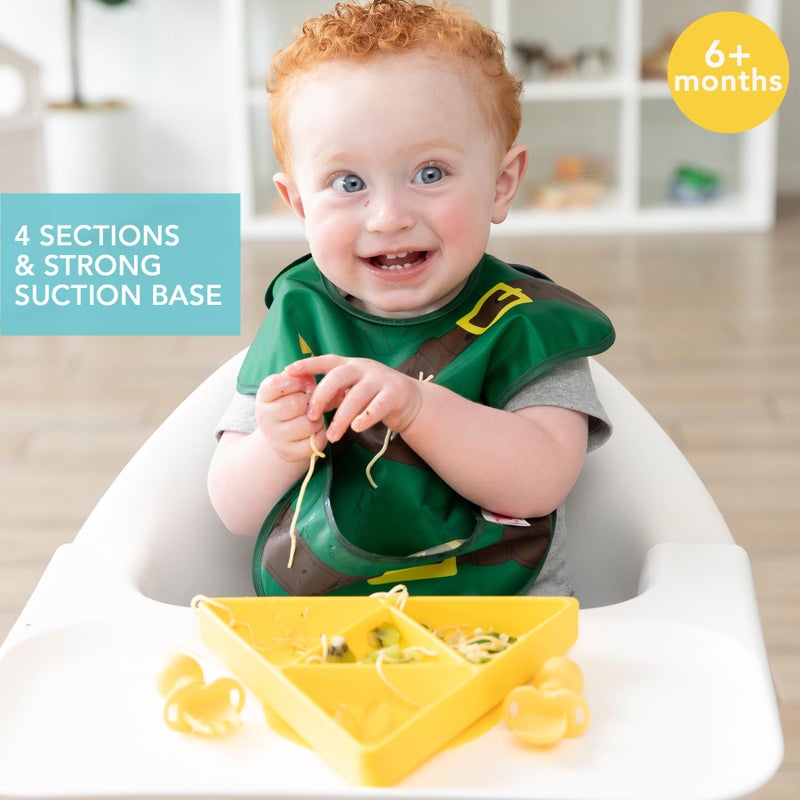 Bumkins Toddler and Baby Suction Plate, Silicone Grip Dish, Babies and Kids, Baby Led Weaning, Children Feeding Supplies, Non Skid Sticky Bottom, Platinum Silicone, Ages 6 Months Up, Nintendo Zelda - Image 2