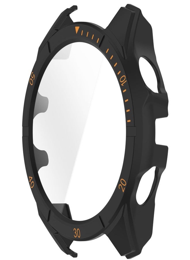 AWADUO Compatible with Garmin Tactix 8 AMOLED 51mm Watch Full Coverage PC Protective Case Cover with Tempered Glass Touchable Screen Protector Smartwatch Accessories(Black+Orange) - Image 4