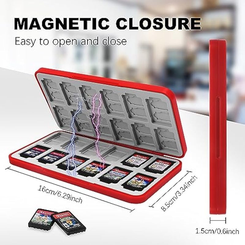 Game Card Case for Nintendo Switch, Portable Switch Game Card Case with 24 Game Card Slots, Physical Game Cartridge Holders for Nintendo Switch Games - Red - Image 3