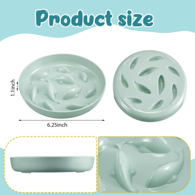 Nitial 2 Pcs Cat Slow Feeder Bowl Fish Pool Design Feeder Dish Fun Interactive Cat Food Bowl Healthy Eating Diet Bowls for Pet Puppy Dogs Dishwasher Safe(White, Green) - Image 2