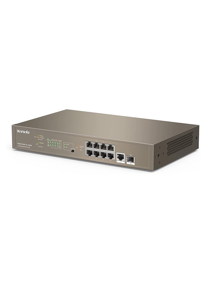 Tenda Layer-3 Managed PoE Switch|9 PoE Ports with 1SFP | Static Routing | VLAN | IGMP| QoS | DHCP Snooping (TEG5310P-8-150W) Brown - Image 1