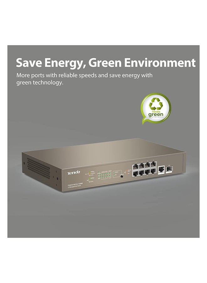 Tenda Layer-3 Managed PoE Switch|9 PoE Ports with 1SFP | Static Routing | VLAN | IGMP| QoS | DHCP Snooping (TEG5310P-8-150W) Brown - Image 5