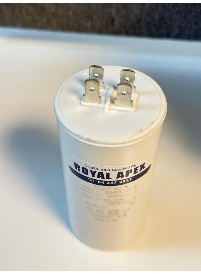 Royal Apex 2 Pin Pvc Round Capacitor For Motor Compressor Etc Ce En60252 2 Pin 45Mfd 45‚µf - Image 2