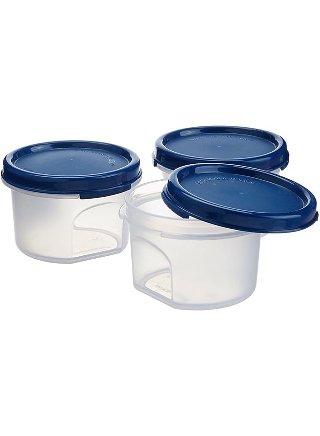 Signoraware Modular Round Plastic Container Set, 200Ml, Set Of 3, Mod Blue - Image 1