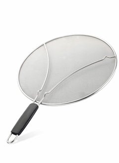 Excefore Grease Splatter Screen for Frying Pan, Splatter Guard with Silicone Handle, Stops 99% Hot Oil Splash, Stainless Steel Fine Mesh Oil Shield with Resting Feet and Keeps Kitchen Clean  - Image 1