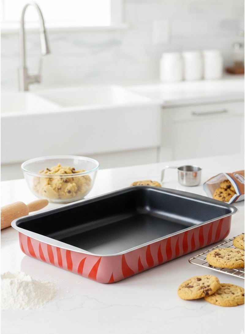 Wilson Aluminium Non-Stick Rectangular Baking Tray - 35 x 25cm - Red Flame Design for Stylish Kitchen Creations - Image 1