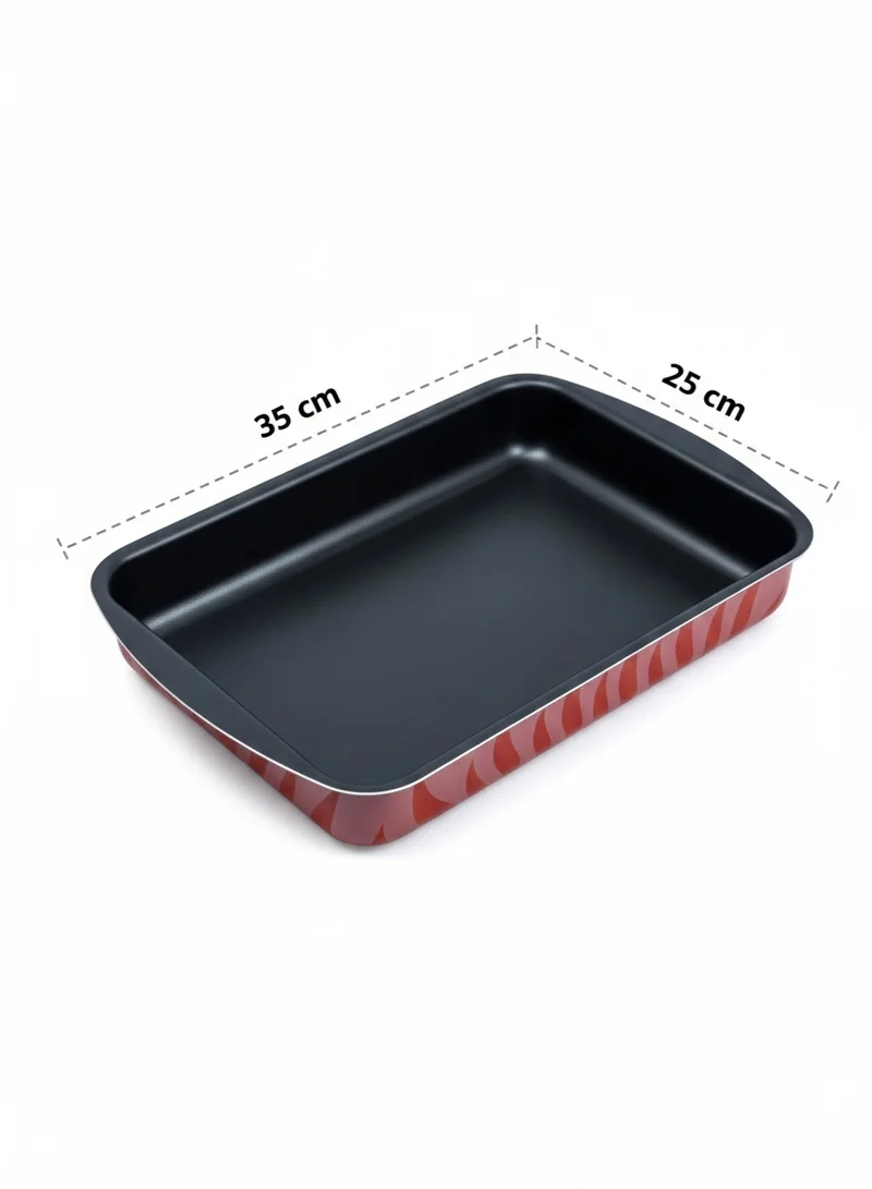 Wilson  Aluminium Non-Stick Rectangular Baking Tray - 35 x 25cm - Red Flame Design for Stylish Kitchen Creations  | Best Price UAE