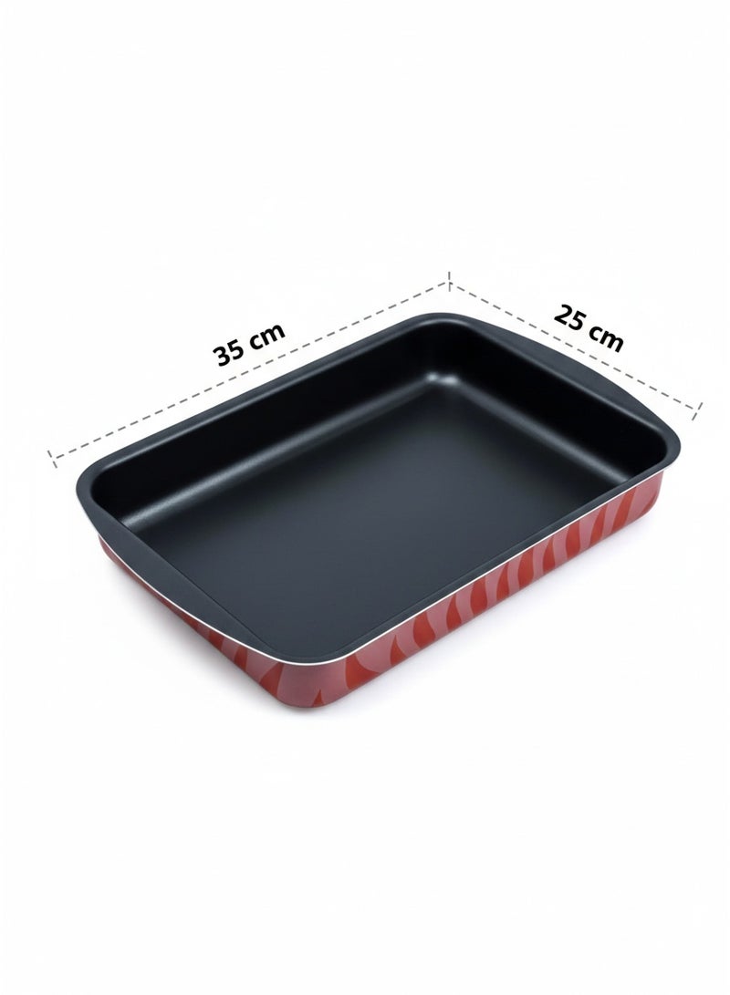 Wilson Aluminium Non-Stick Rectangular Baking Tray - 35 x 25cm - Red Flame Design for Stylish Kitchen Creations - Image 4