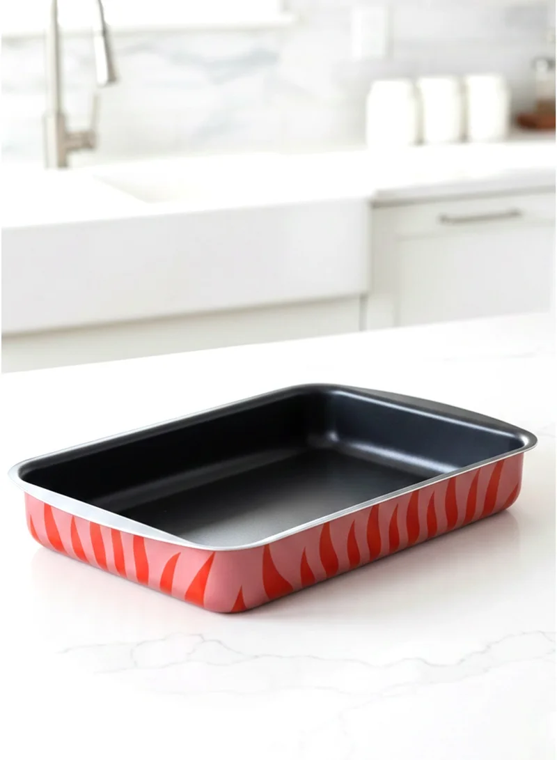 Wilson  Aluminium Non-Stick Rectangular Baking Tray - 35 x 25cm - Red Flame Design for Stylish Kitchen Creations  | Best Price UAE
