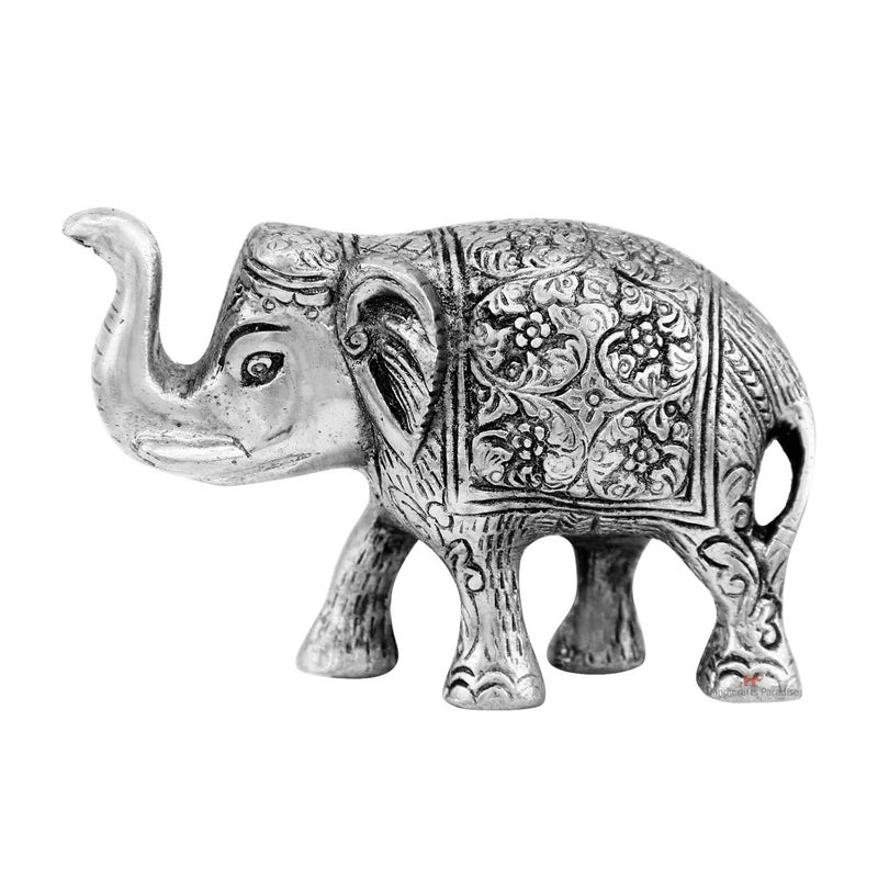 Handicrafts Paradise Handicrafts Paradise Metal Elephant Carved Trunk Up Oxidised, Silver, 6 X 2 X 4 inch, 1 Piece - Image 2