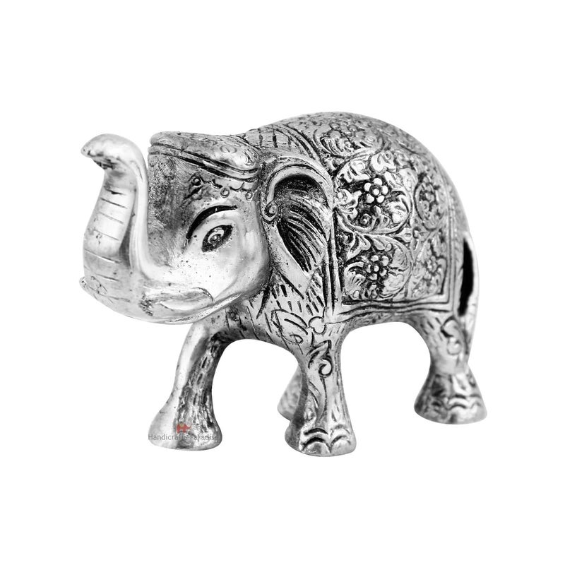Handicrafts Paradise Handicrafts Paradise Metal Elephant Carved Trunk Up Oxidised, Silver, 6 X 2 X 4 inch, 1 Piece - Image 4