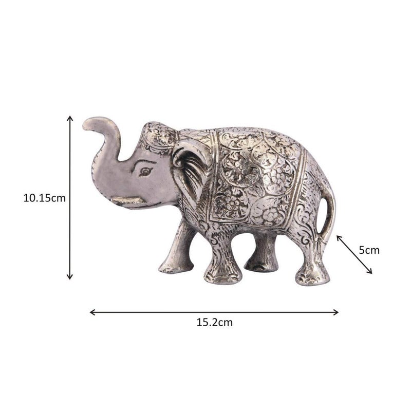 Handicrafts Paradise Handicrafts Paradise Metal Elephant Carved Trunk Up Oxidised, Silver, 6 X 2 X 4 inch, 1 Piece - Image 3