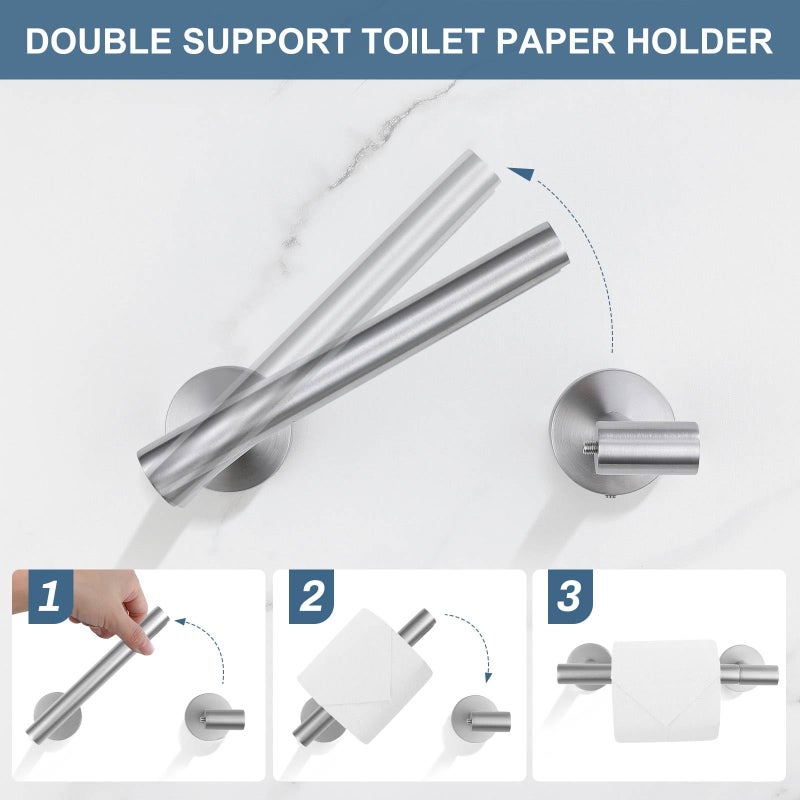 soaez Brushed Nickel Round 10-Piece Towel Bar Set Bathroom Hardware Accessories Set Upgraded Toilet Paper Holder Towel Rail Set for Bathroom Stainless Steel Wall Mounted Bathroom Set 23.6 in - Image 2