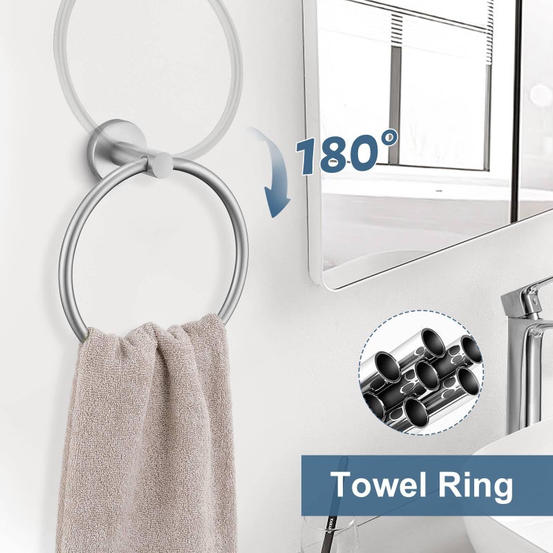 soaez Brushed Nickel Round 10-Piece Towel Bar Set Bathroom Hardware Accessories Set Upgraded Toilet Paper Holder Towel Rail Set for Bathroom Stainless Steel Wall Mounted Bathroom Set 23.6 in - Image 3