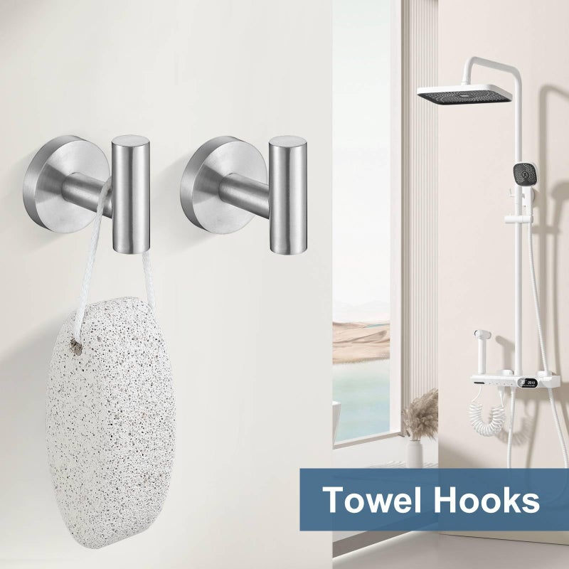 soaez Brushed Nickel Round 10-Piece Towel Bar Set Bathroom Hardware Accessories Set Upgraded Toilet Paper Holder Towel Rail Set for Bathroom Stainless Steel Wall Mounted Bathroom Set 23.6 in - Image 5