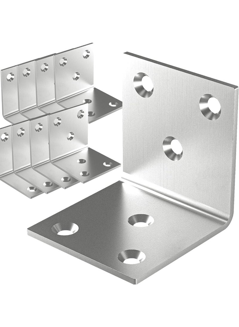 20Pcs Stainless Steel Angle Bracket, 2"x2"x2" Heavy Duty L Brackets for Wood, 50MM 2Inch Wide Corner Brackets Metal Corner Brace 90Degree L Shape Bracket for Wooden Frame Bed Furniture Bookshelf - Image 1