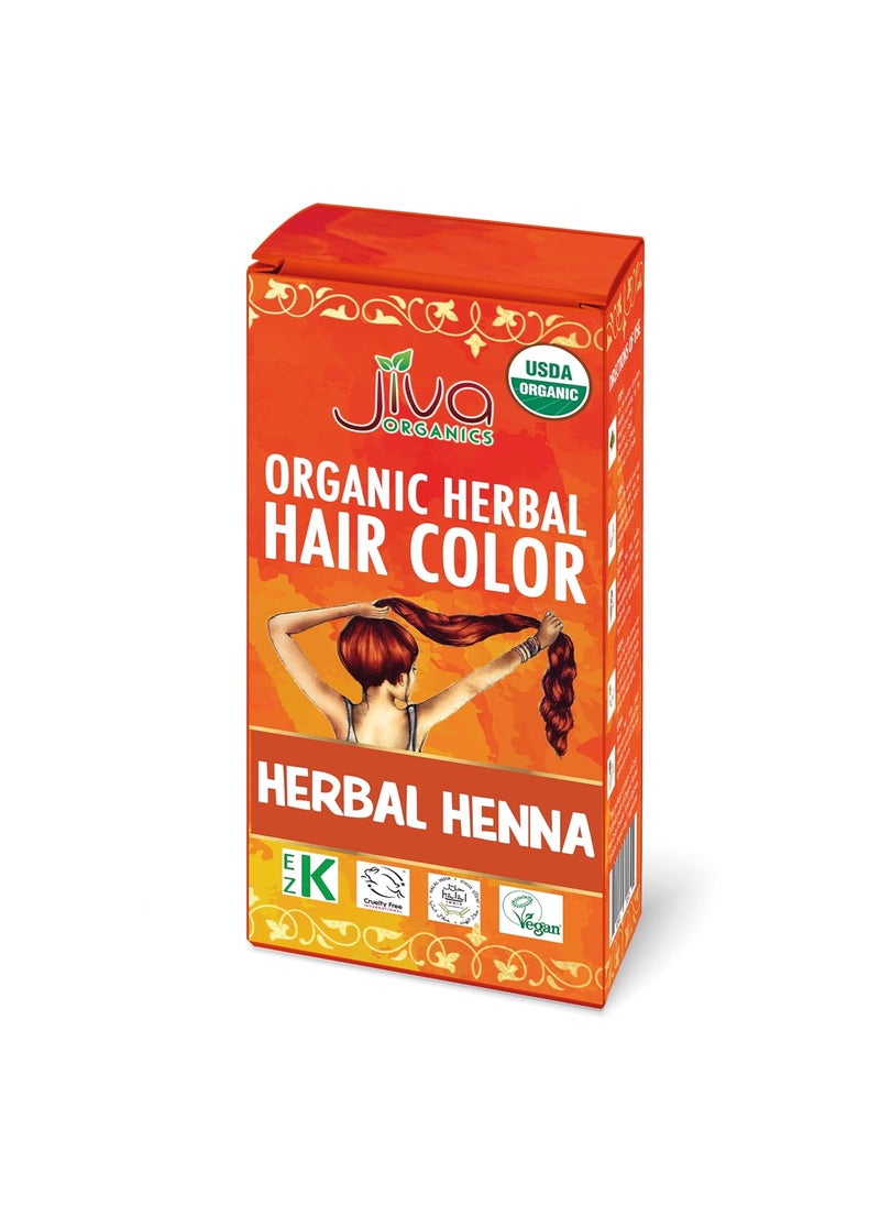 Jiva Organics - Jiva Organic Herbal Henna Powder With Added Aloe Vera  100 Pure Certified Organic Natural Hair Colorant  NO Chemicals Kosher Vegan Cruelty Free 35 Oz 100g - Image 1