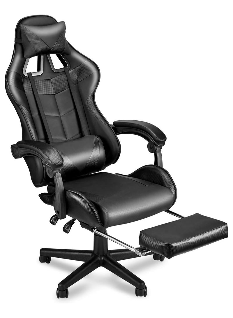 Chulovs Gaming Chair with Footrest Computer Chair Deak Chair High Back Racing Style Office Chair with Headrest Lumbar Support Adjustable Office Chair  - Image 1