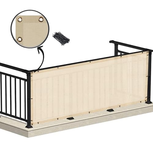 HIPPO Baby Safety Net for Balcony Child Protection Stairway Safety Net Railing Guard for Kids Staircase Protector with Tie-Cords Breathable Fabric Indoor Outdoor Use (0.8MTX4MT, Ivory-Glow) - Image 1