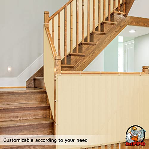 HIPPO Baby Safety Net for Balcony Child Protection Stairway Safety Net Railing Guard for Kids Staircase Protector with Tie-Cords Breathable Fabric Indoor Outdoor Use (0.8MTX4MT, Ivory-Glow) - Image 5