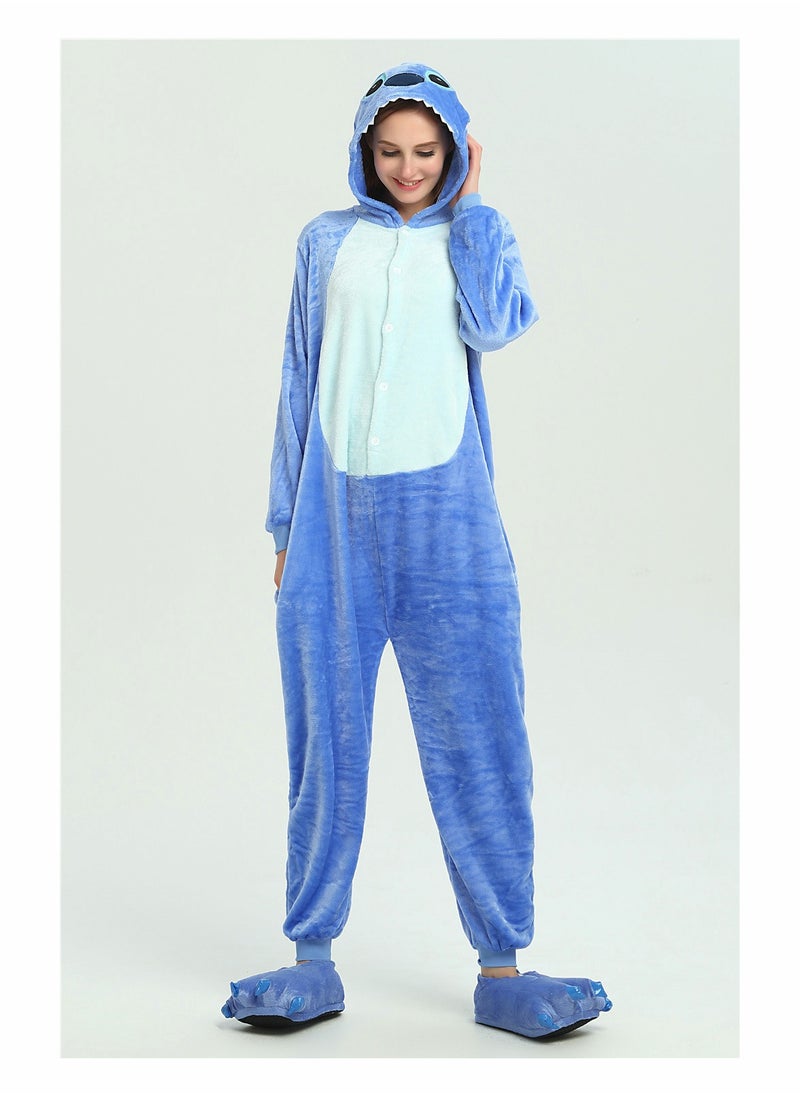 SYOSI - Adult Stitch Onesie Pajamas Cartoon Animal Bodysuit Cosplay Costumes Unisex Adult Teenagers Party Wear Blue Sleepwear - Image 1