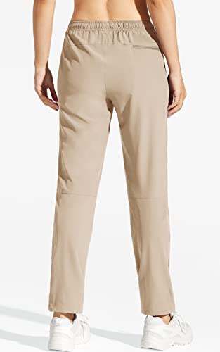 MOCOLY Women's Cargo Hiking Pants Quick Dry Lightweight Outdoor Water Resistant UPF 50+ Long Pants with Zipper Pockets Khaik L - Image 2