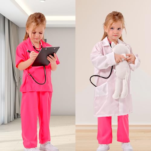 Liberry Doctor Costume for Kids Toddler Doctor Dress Up Clothes with Real Stethoscope Career Day Role Play Gift for Girls - Image 5