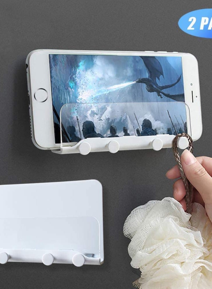 SYOSI Wall Mount Phone Holder,Phone Holder,Wall Key Hooks Adhesive Holder,Adhesive Kitchen Wall Mount for Smartphones,Phone Wall Mount for Bedroom,Kitchen and Living Room - Image 3