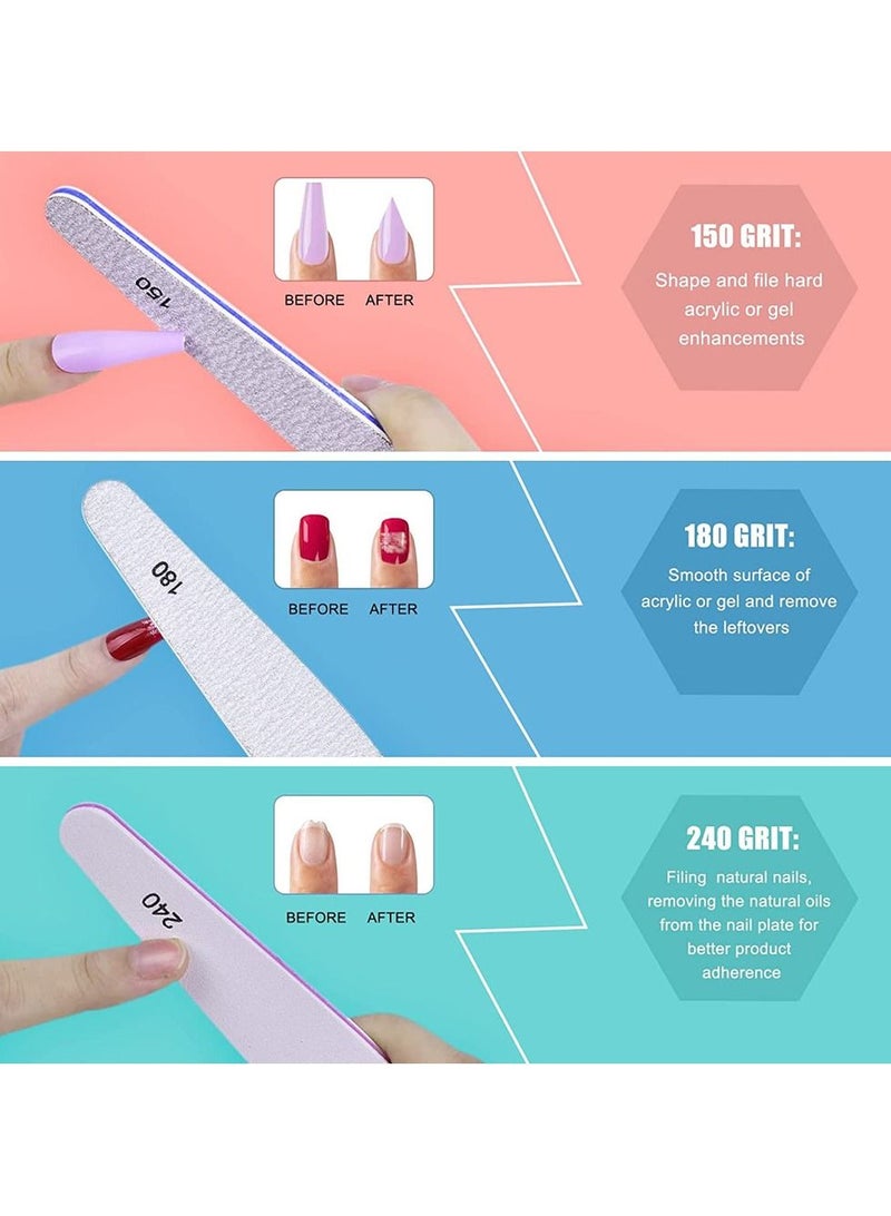 MARGOUN 6Pcs Nail File Set Professional Manicure Pedicure Nail Art Tool Set Buffers Emery Boards, Different Grit for Home and Beauty Salon Use - Image 2