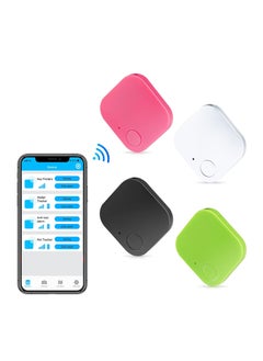 Generic 4 Pack Bluetooth Key Finder Locator, Mini Anti Lost Item Finder Tag Key Tracker Alarm For Pet, Key, Wallet, Luggage, Compatible With Ios And Android, with Key Ring(White, Black, Green, Pink, Square)  - Image 1
