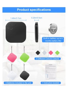 Generic 4 Pack Bluetooth Key Finder Locator, Mini Anti Lost Item Finder Tag Key Tracker Alarm For Pet, Key, Wallet, Luggage, Compatible With Ios And Android, with Key Ring(White, Black, Green, Pink, Square)  - Image 5