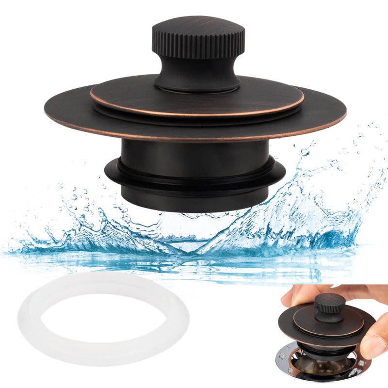 Artiwell Universal Lift and Turn Bath Drain Stopper and Cover Bathtub Drain Stopper Replaces lift and turn TipToe and Trip Lever drains for Tub EZ Installation and Clearing OIL RUBBED BRONZE