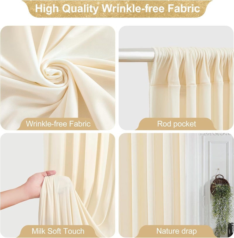 PARTISKY 40x10FT Champagne Backdrop Curtains for Wedding Parties, Wrinkle Free Polyester Photography Backdrop Drapes for Wedding Baby Shower Birthday Parties Stage Background Stand Decorations 4x10ft,10 Panels - Image 2