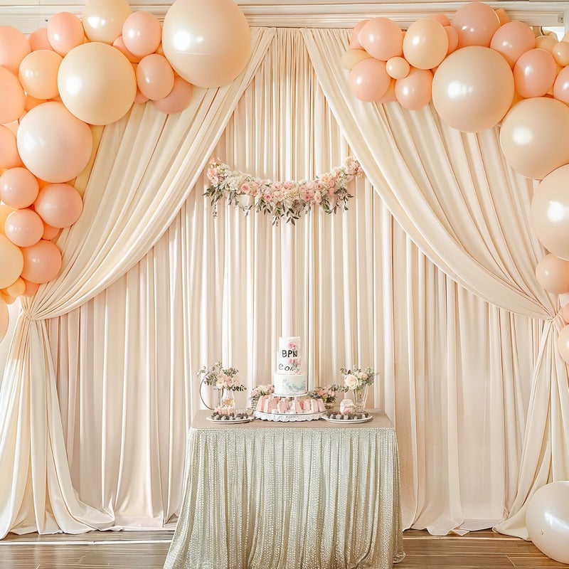PARTISKY 40x10FT Champagne Backdrop Curtains for Wedding Parties, Wrinkle Free Polyester Photography Backdrop Drapes for Wedding Baby Shower Birthday Parties Stage Background Stand Decorations 4x10ft,10 Panels - Image 5