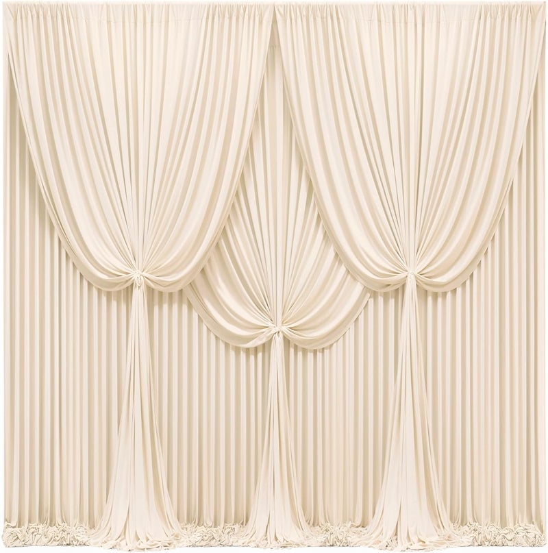 PARTISKY 40x10FT Champagne Backdrop Curtains for Wedding Parties, Wrinkle Free Polyester Photography Backdrop Drapes for Wedding Baby Shower Birthday Parties Stage Background Stand Decorations 4x10ft,10 Panels - Image 1