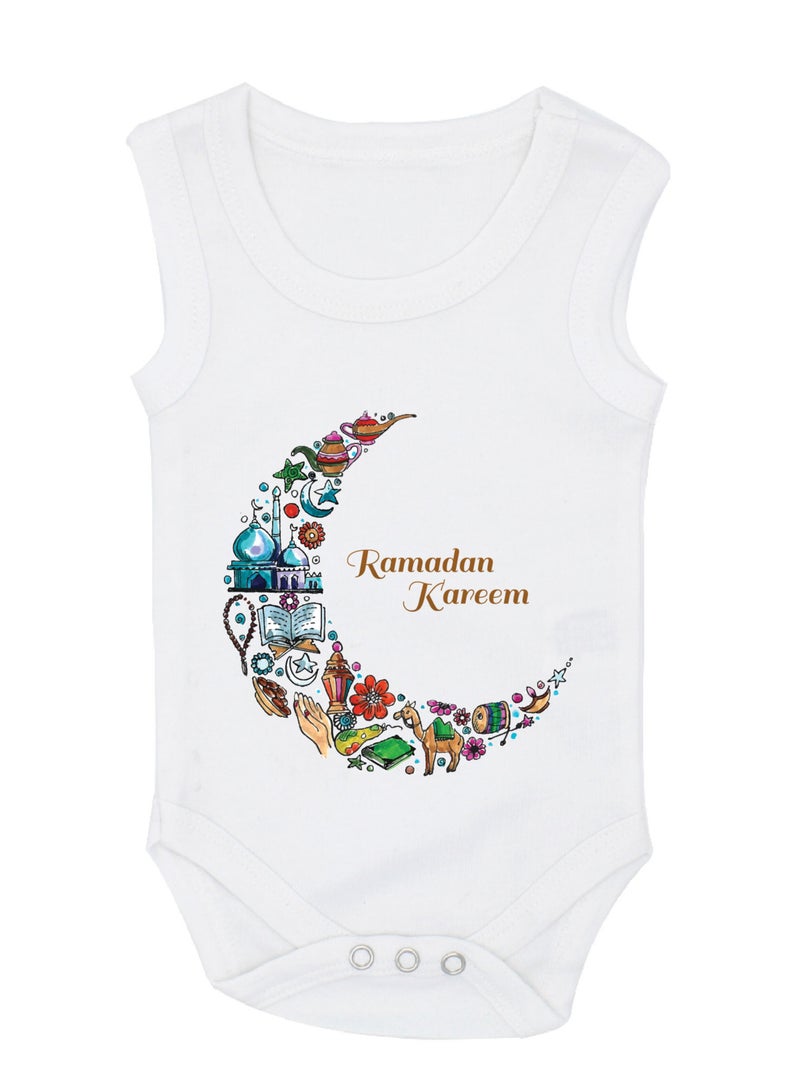 PRINTSHOP4ME Ramadan Baby Romper Outfit - Sleeve Less Cotton Unisex Romper - Romper for Babies and Toddlers - Sleeveless Ramadan Romper for Newborns  - Image 1