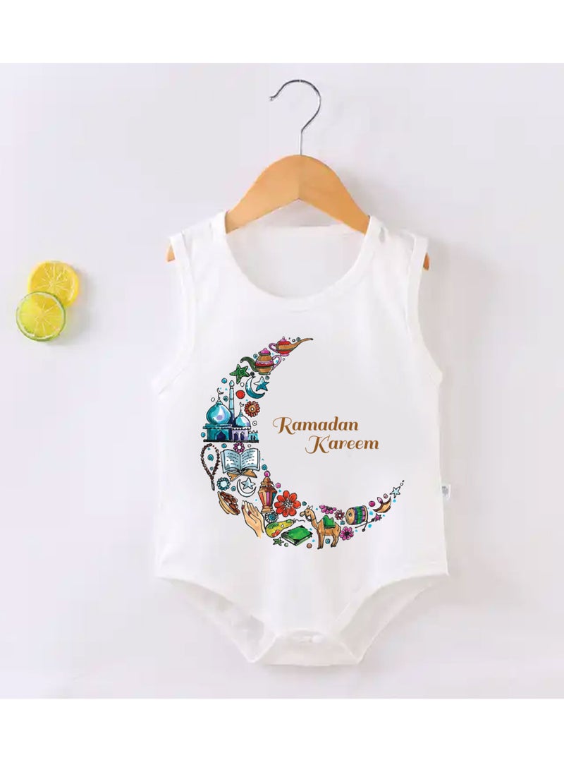 PRINTSHOP4ME Ramadan Baby Romper Outfit - Sleeve Less Cotton Unisex Romper - Romper for Babies and Toddlers - Sleeveless Ramadan Romper for Newborns  - Image 2