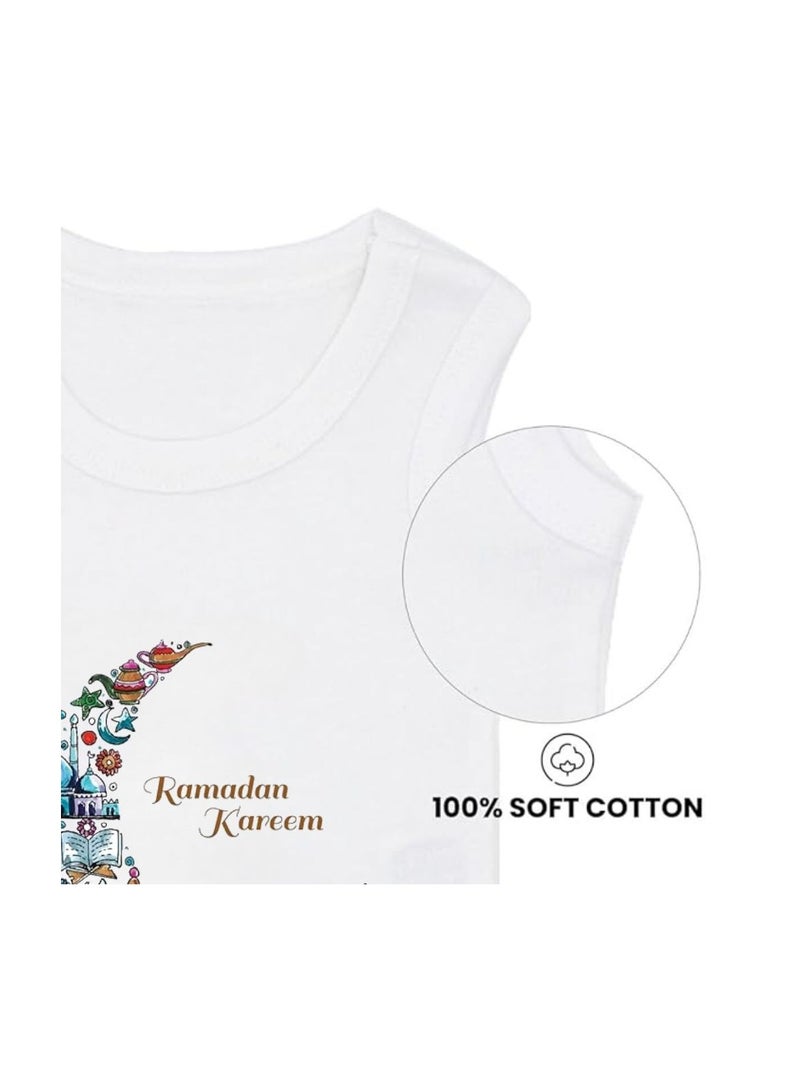 PRINTSHOP4ME Ramadan Baby Romper Outfit - Sleeve Less Cotton Unisex Romper - Romper for Babies and Toddlers - Sleeveless Ramadan Romper for Newborns  - Image 3