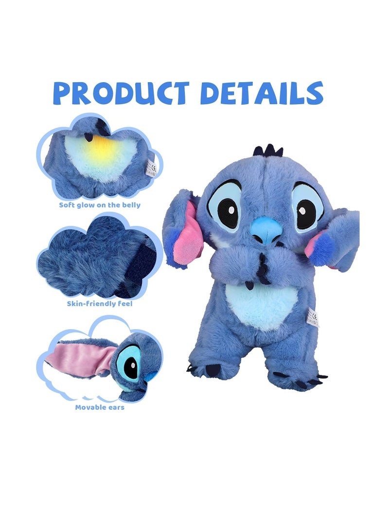 عام حيوان قطيفة للتنفس، رفيق النوم لغرزة التنفس، لعبة قطيفة مهدئة لغرزة مع حركات تنفس واقعية وأضواء وموسيقى (أزرق) - Image 2