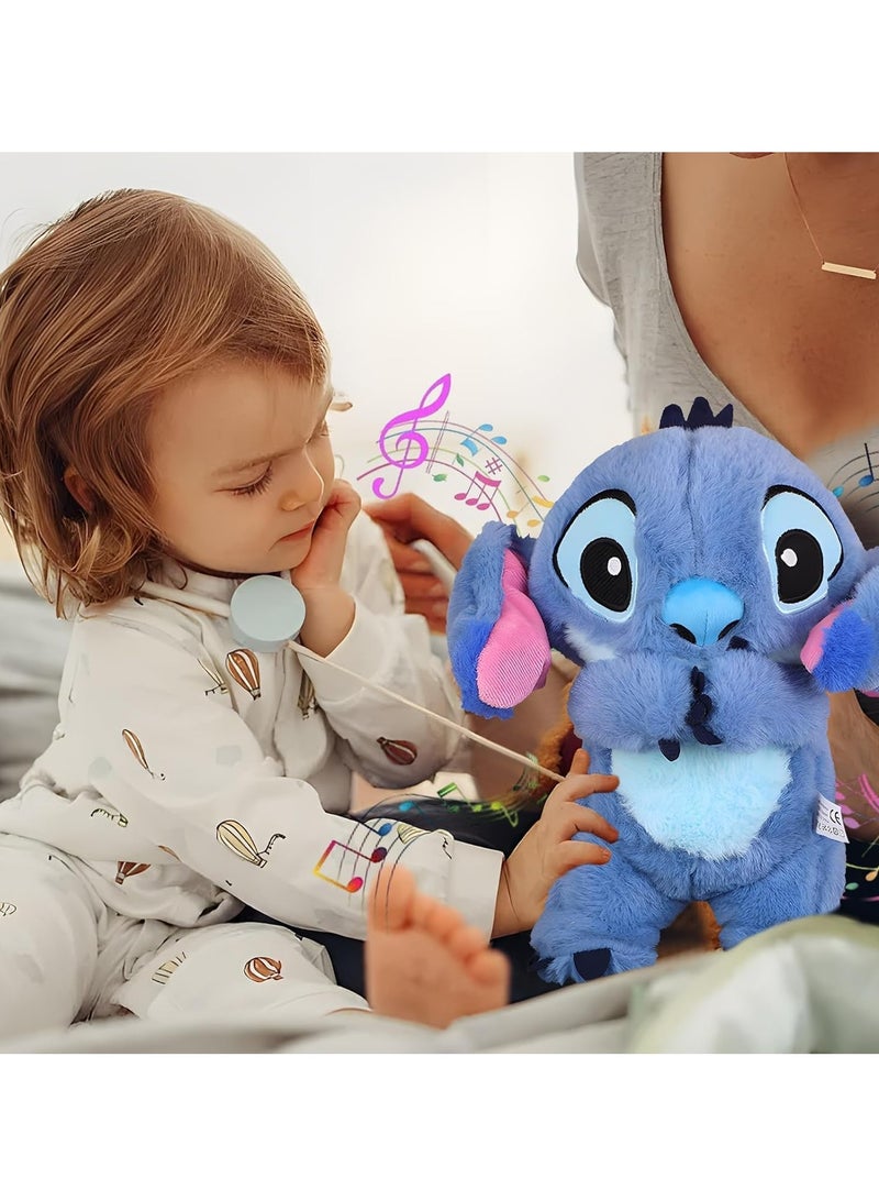 عام حيوان قطيفة للتنفس، رفيق النوم لغرزة التنفس، لعبة قطيفة مهدئة لغرزة مع حركات تنفس واقعية وأضواء وموسيقى (أزرق) - Image 3