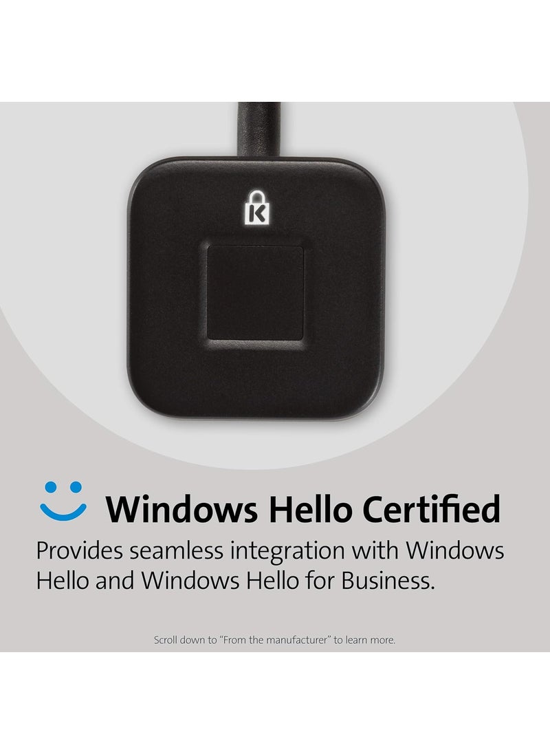 Kensington Kensington VeriMark Desktop USB Fingerprint Key Reader  Windows Hello FIDO U2F FIDO2 K62330WW  - Image 5