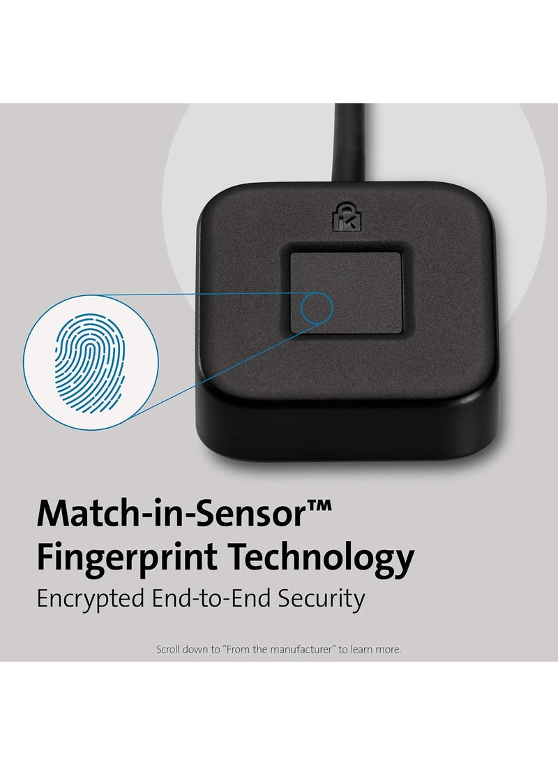 Kensington Kensington VeriMark Desktop USB Fingerprint Key Reader  Windows Hello FIDO U2F FIDO2 K62330WW  - Image 3